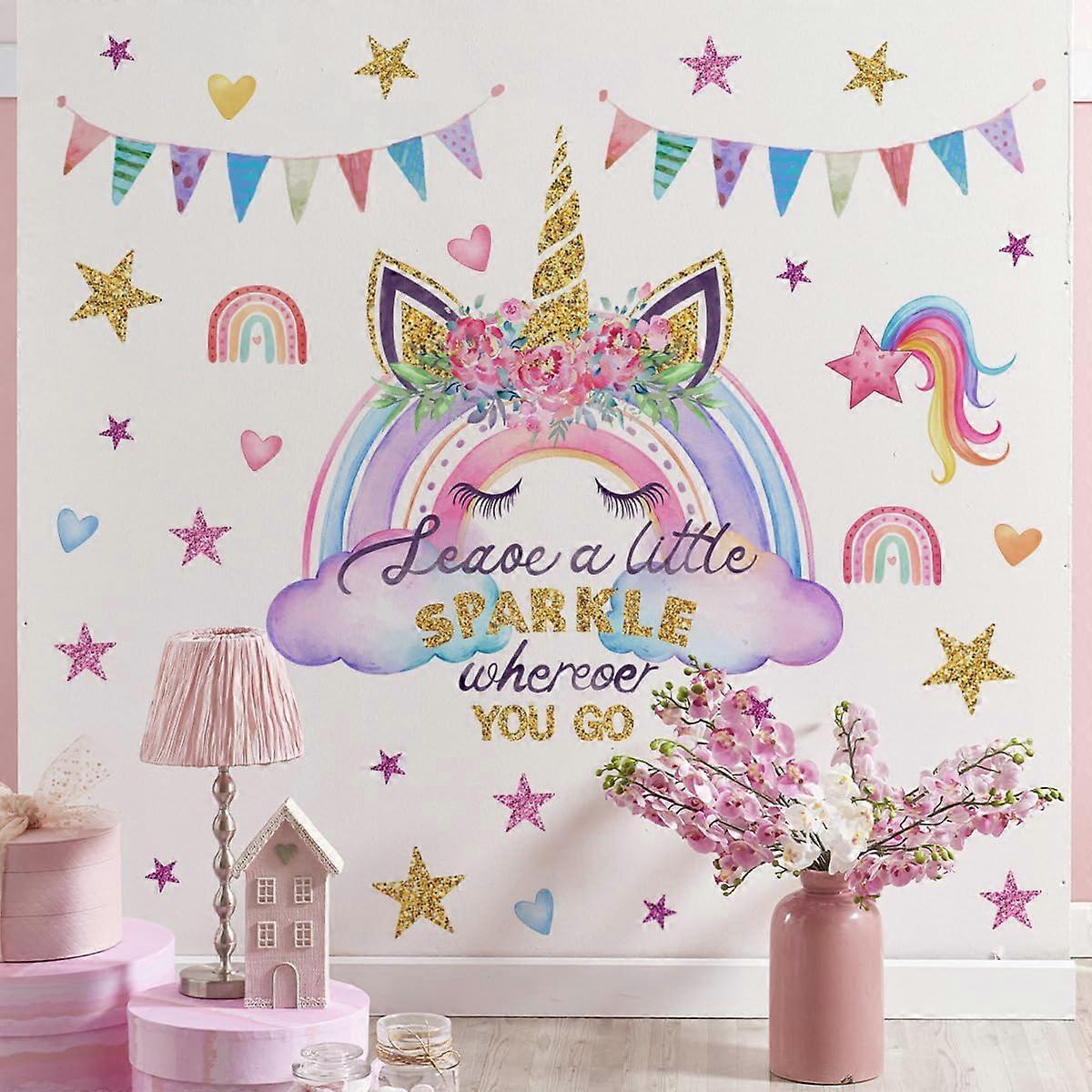 Unicorn and Rainbow Wall Decals for Bedroom Decor