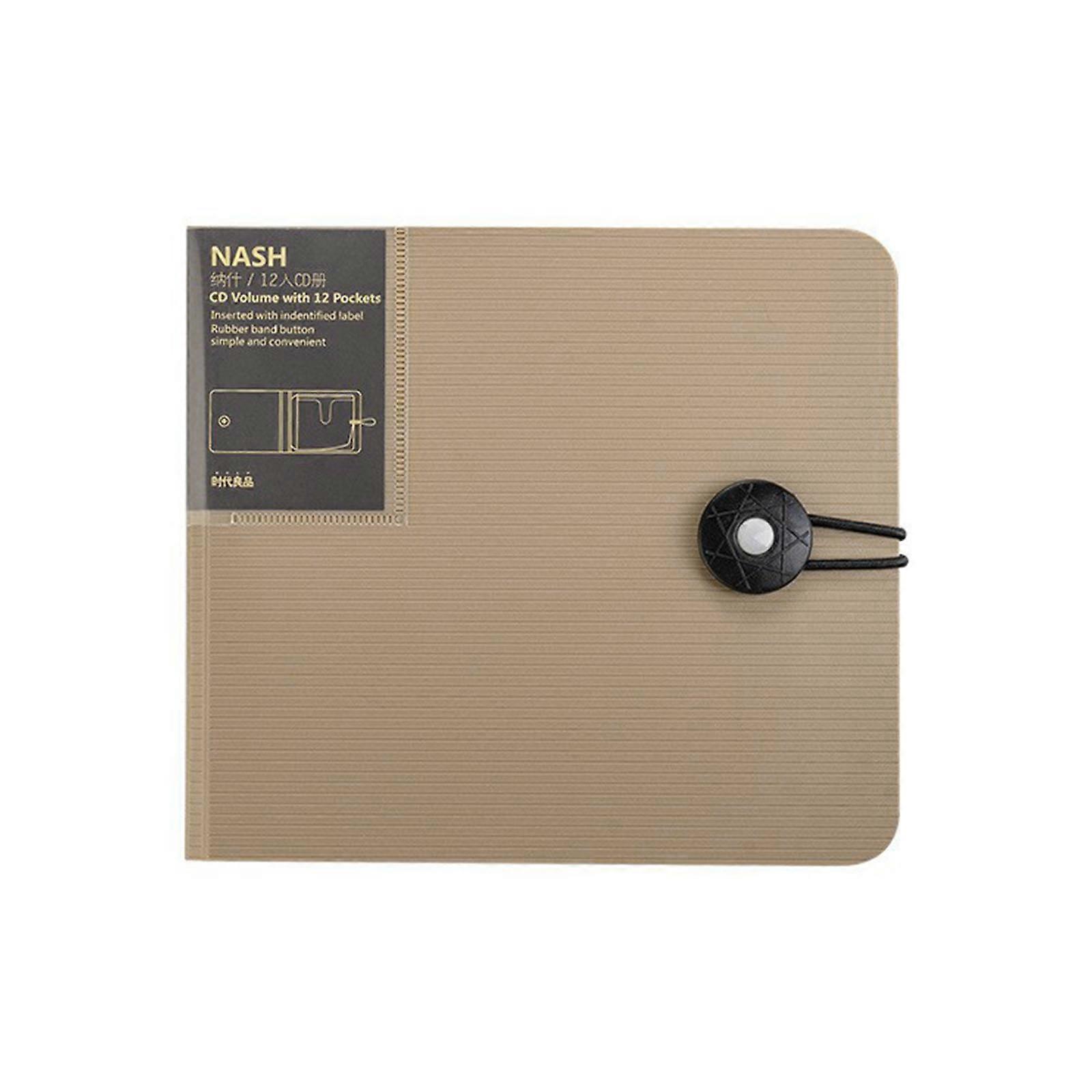 Portable 12pcs Disc CDs Cases DVDs Holder Wallet Storage Binder Bag Organizers Cover with Concise Cover Buckle Design  solid color khaki