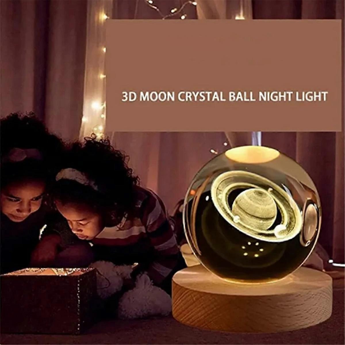 Valentines Day Gift Galaxy Crystal Ball Lamp 3D Planet Moon Lamp USB LED Night Light