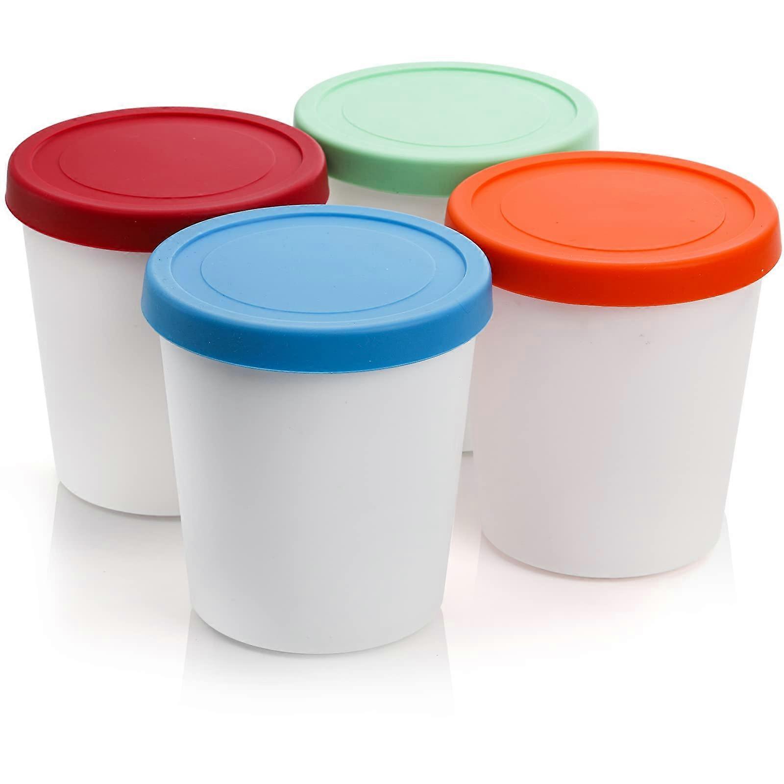 Ice Cream Containers 4 Pack 1 Quart Silicone With Lids Freezer Safe Dishwasher Safe Reusable Storage Tubs