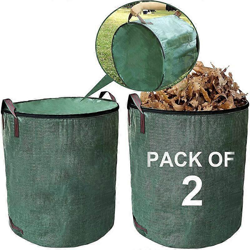 Large garden waste bag with zipper lid - Waterproof, strong, reusable - 272 litre capacity - Practical handle - Green