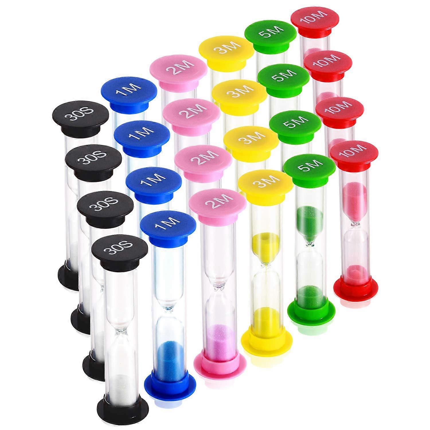 Sand Timer, Plastic Hour Hour Timer, Color Sandglas Sand Hour Timer 30 seconds / 1 minute / 2 minutes / 3 minutes / 5m / 10m (24pcs)