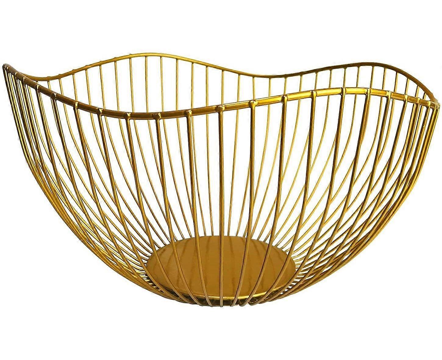 Adjustable Gold Wire Fruit Basket for Kitchen Countertop - Stylish & Durable Storage Solution