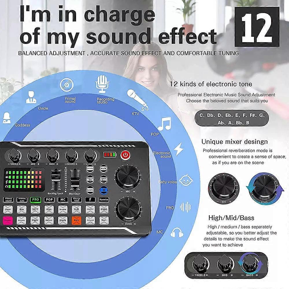 Mixing Console Podcasting Equipment Including Audio Mixer and Streaming Microphone for Video Production
