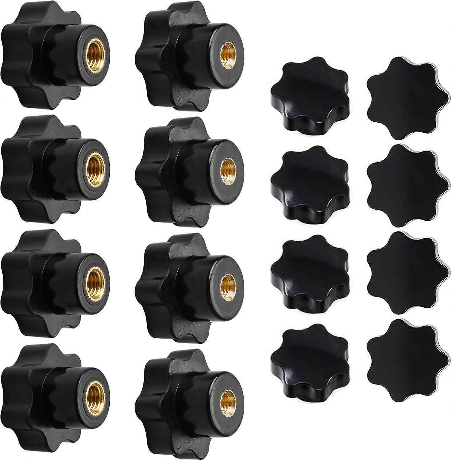 Star-Shaped Plastic Knobs with Female Thread, Pack of 16