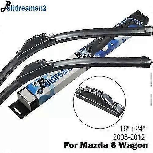 Compatible Buildreamen2 Car Wiper Blade Rubber Wiper For Mazda 6 Wagon Hatchback Sedan Fit Hook Arms 2012 2013 2014 2015 2016 2017 2018