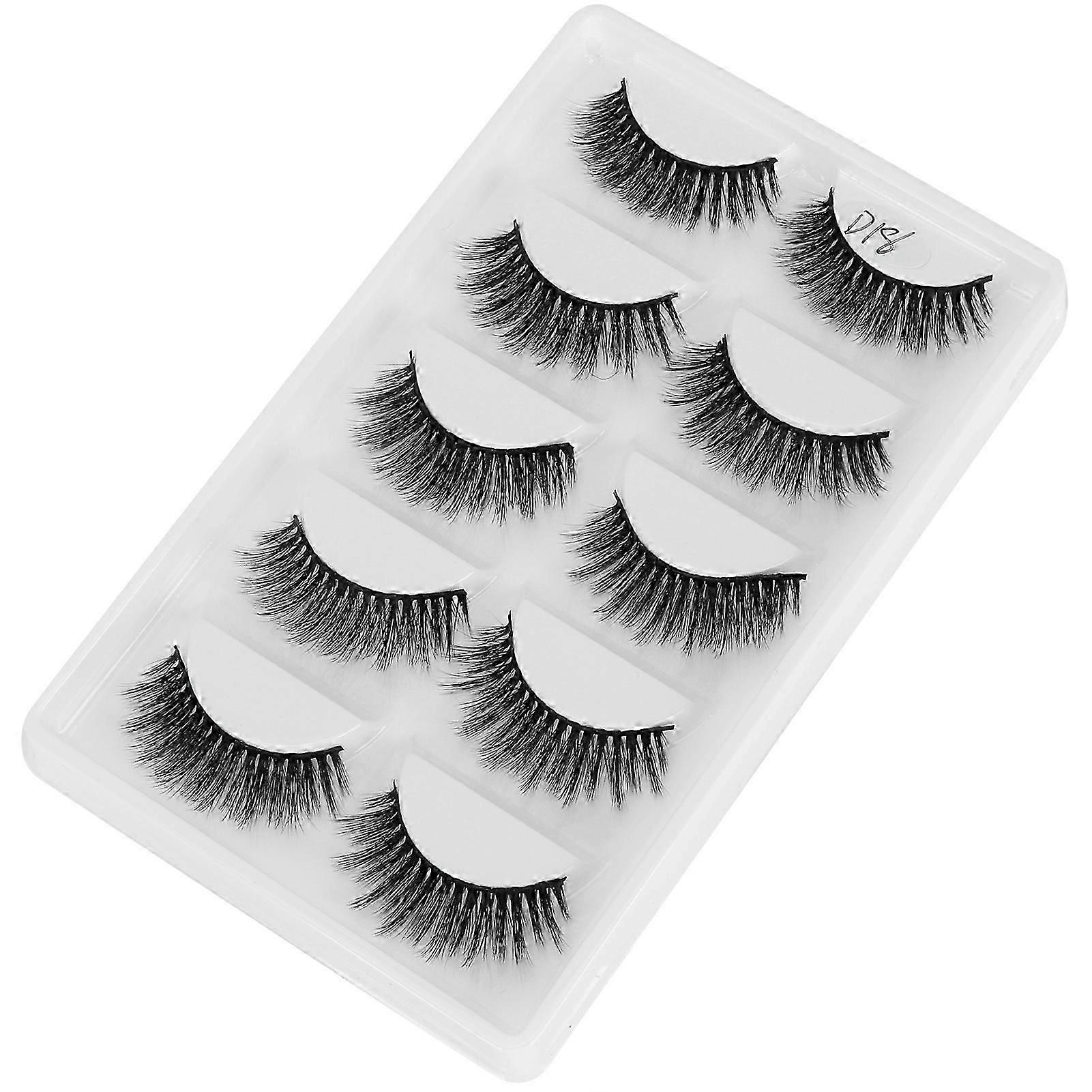 5 Pairs Thick Dense False Lashes Three dimensional Long Curly False Eyelashes Makeup Tool(D18 )