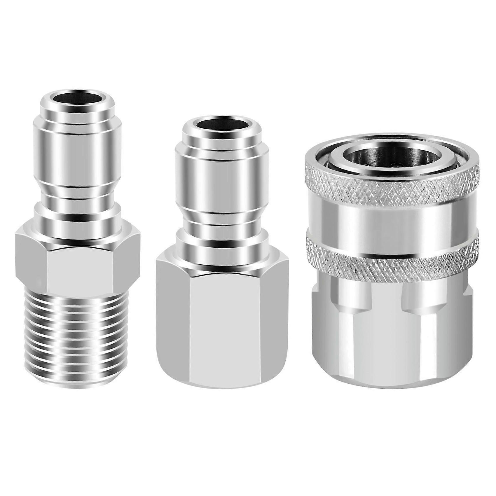 NPT 3/8 Inch Male and Female Quick Connector Kit Pressure Washer Adapter Set and 1 Pieces NPT 3/8 Inch Pressure Washers Quick Connector Plug Male Nip
