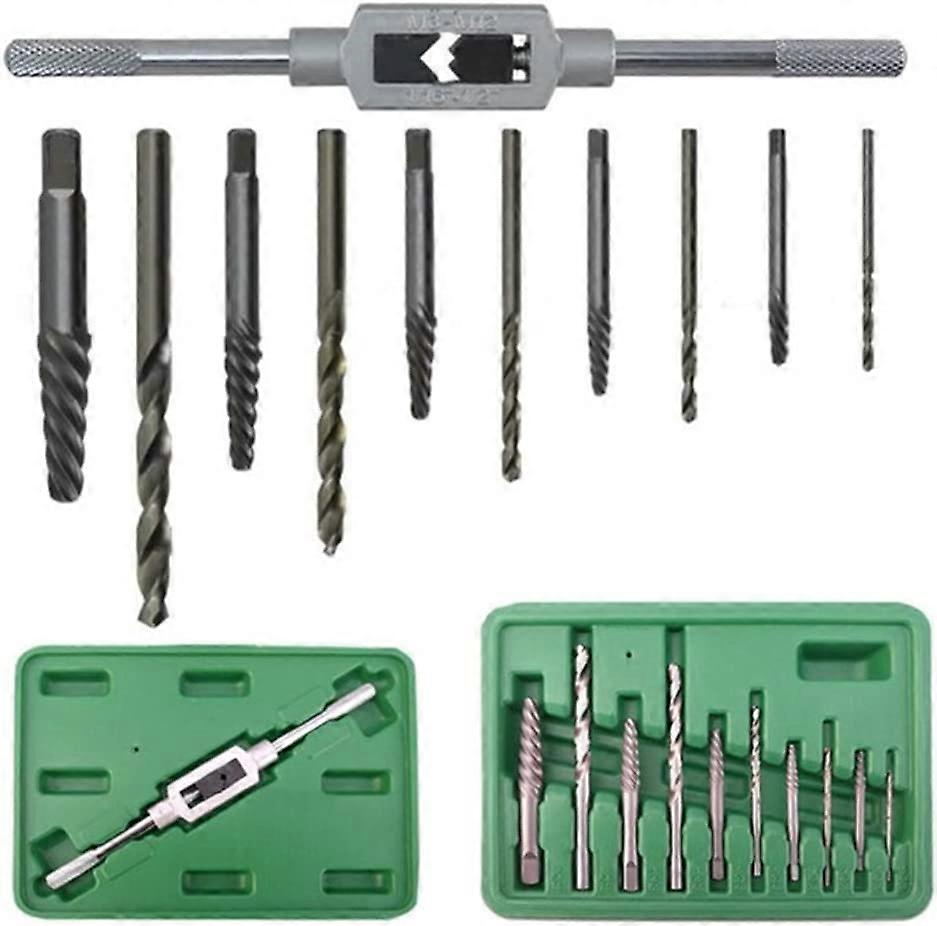 11 Pieces Damaged Screw Extractor Set, Remove Broken Head Screw Bolt, Drill Bit Set, Adjustable Tap Die Wrench Stud Remover