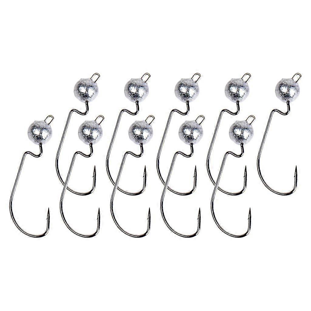 10pcs Weighted Fishing Hook Soft Worm Crank Hooks