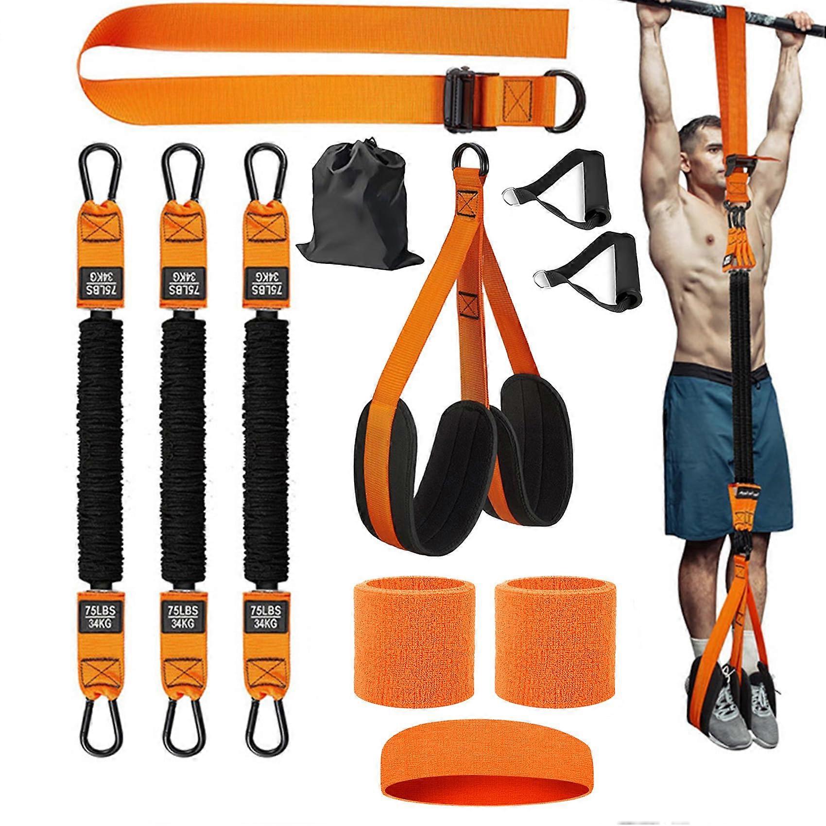 Heavy-Duty Pull Up Workout Band - Adjustable Assistance Band for Pull Ups, Heavy Resistance Bands for Working Out - with Fabric Feet/Knee Rest