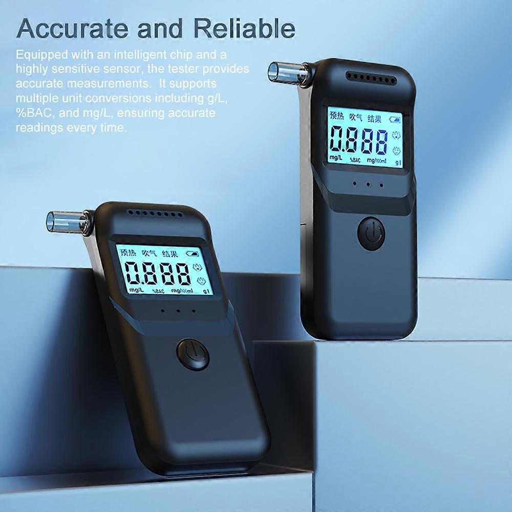 Alcohol Tester Portable High Accuracy Breathalyzer Breath Alcohol Detector with 5 Mouthpieces Support Alarm Function