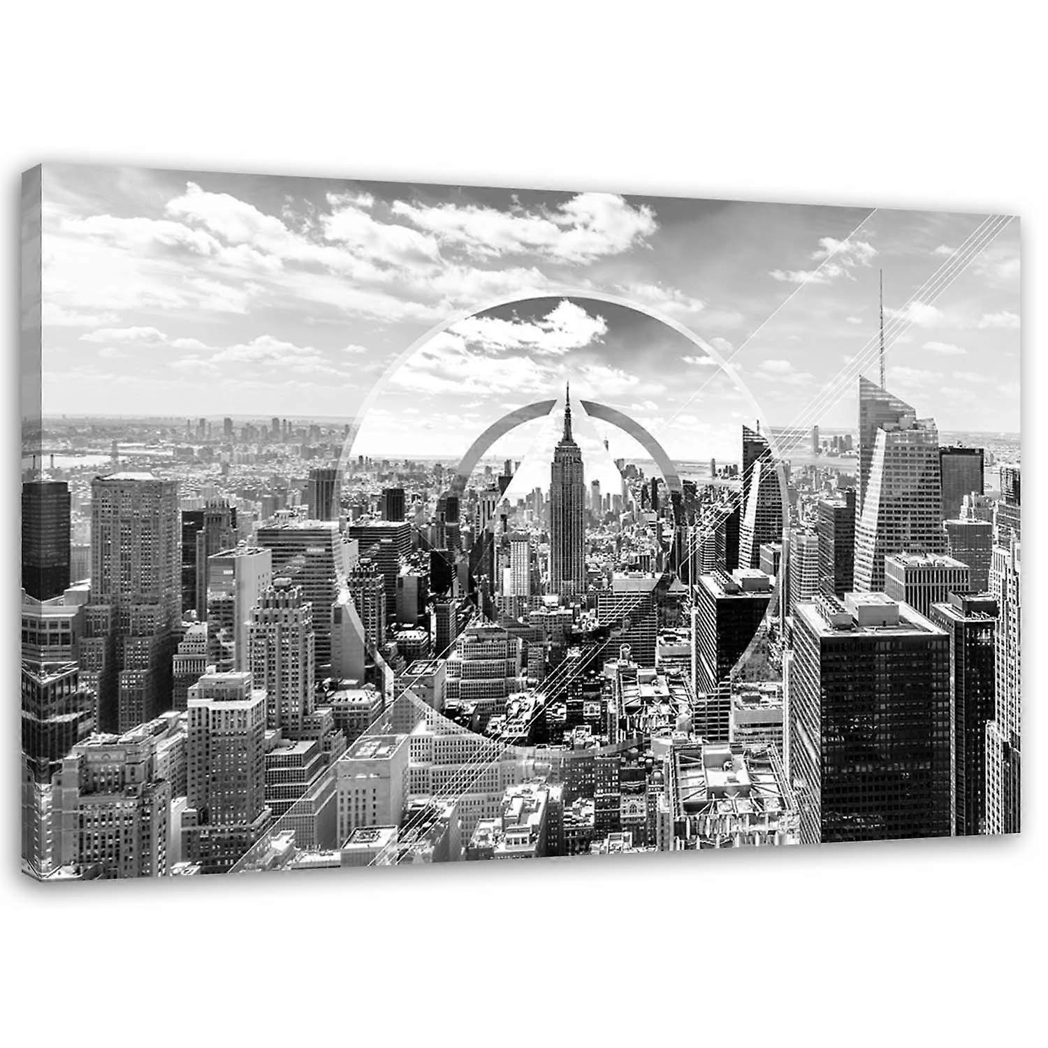 Fotobehang, Wolkenkrabbers zwart-wit - 60x40