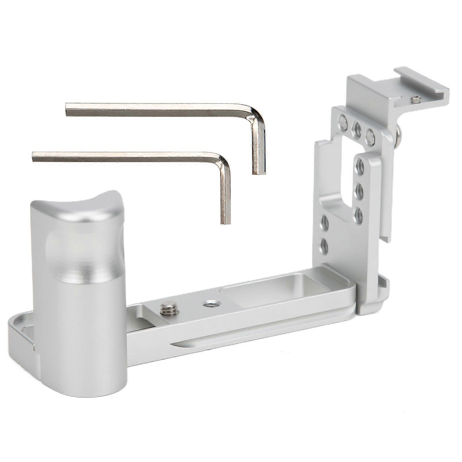 Handle L Quick Release Plate Vertical Shooting with Cold Shoe Base for Fuji XA7 Camera(silver )