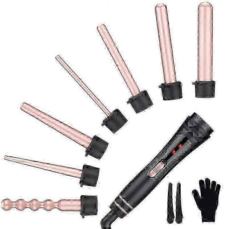 6-in-1 Curling Iron, Professional Curling Wand Set, Instant Heat Up Hair Curler With 6 Interchangeable Ceramic Barrels, Heat Protective Glove 2 Clip