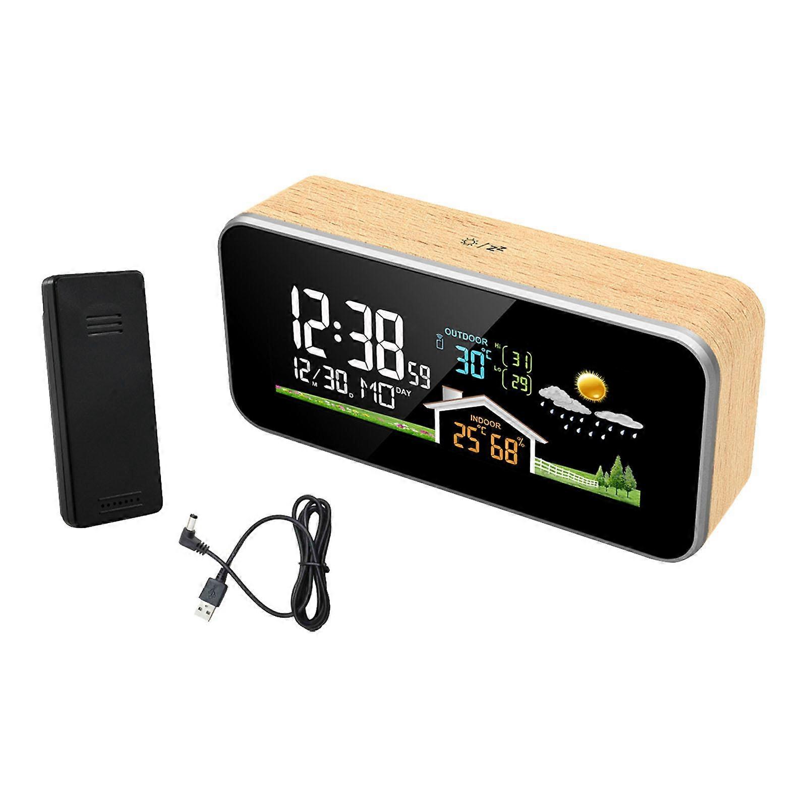 Weather Station Alarm Clock 12 or 24H Time Display Tabletop for Shops Cafes