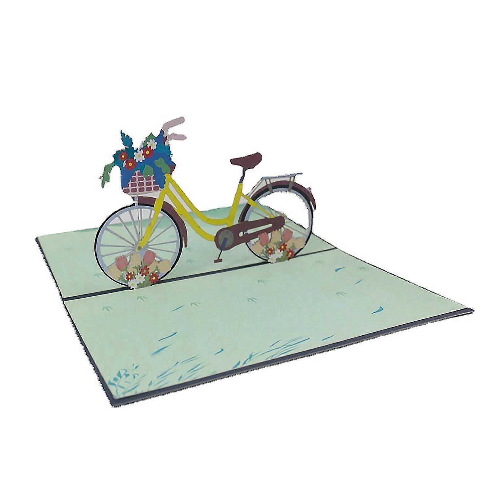 1 piece bicycle folding greeting card - green
