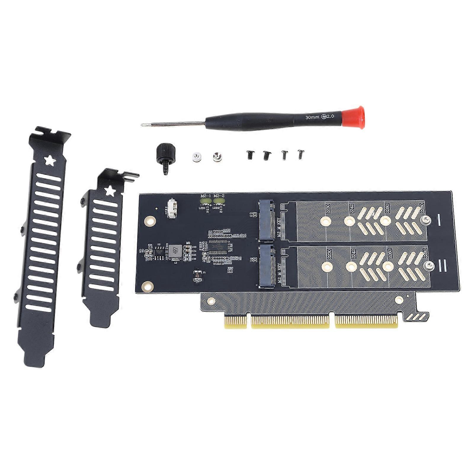 SSD Hard Drive Adapter Dual Port for M.2 to PCI for Express X8 SSD Converter Card Support for M.2 SSD for X8 / X16 Mothe
