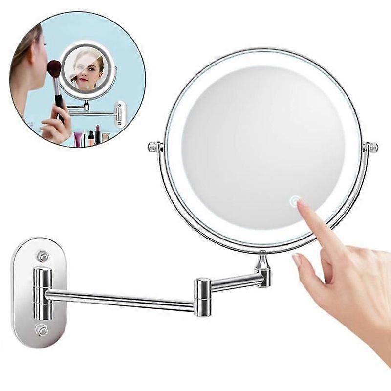 Wall Mounted Bathroom Mirror with 5X Magnification and Dimmable LED Light