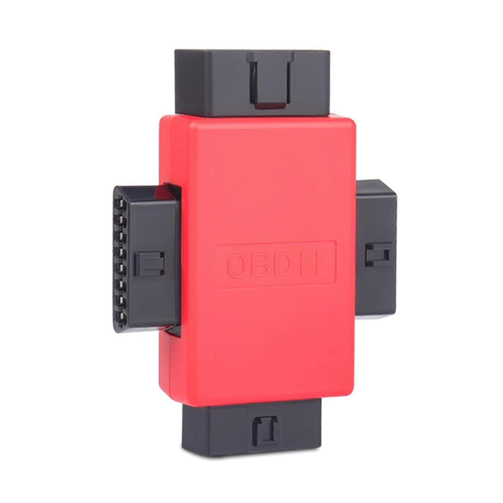 OBD2 16Pin Car Tester Plug Male to 3 Female OBD2 Extension Cord Adapter Car Computer Extension Plug OBDII Connector  Red