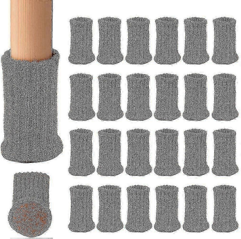 24 stk elastiske sklisikre stolsokker møbelputer lysebrun