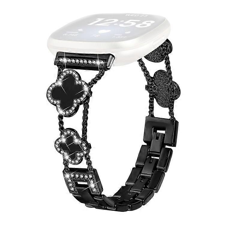 Clover Chain Strap Compatible For Fitbit Versa 4 / Sense 2 Adjustable Zinc Alloy Watch Band