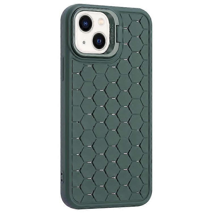 Compatible For iPhone 14 Magnetic Case Honeycomb Texture Lens Frame Kickstand TPU Phone Cover