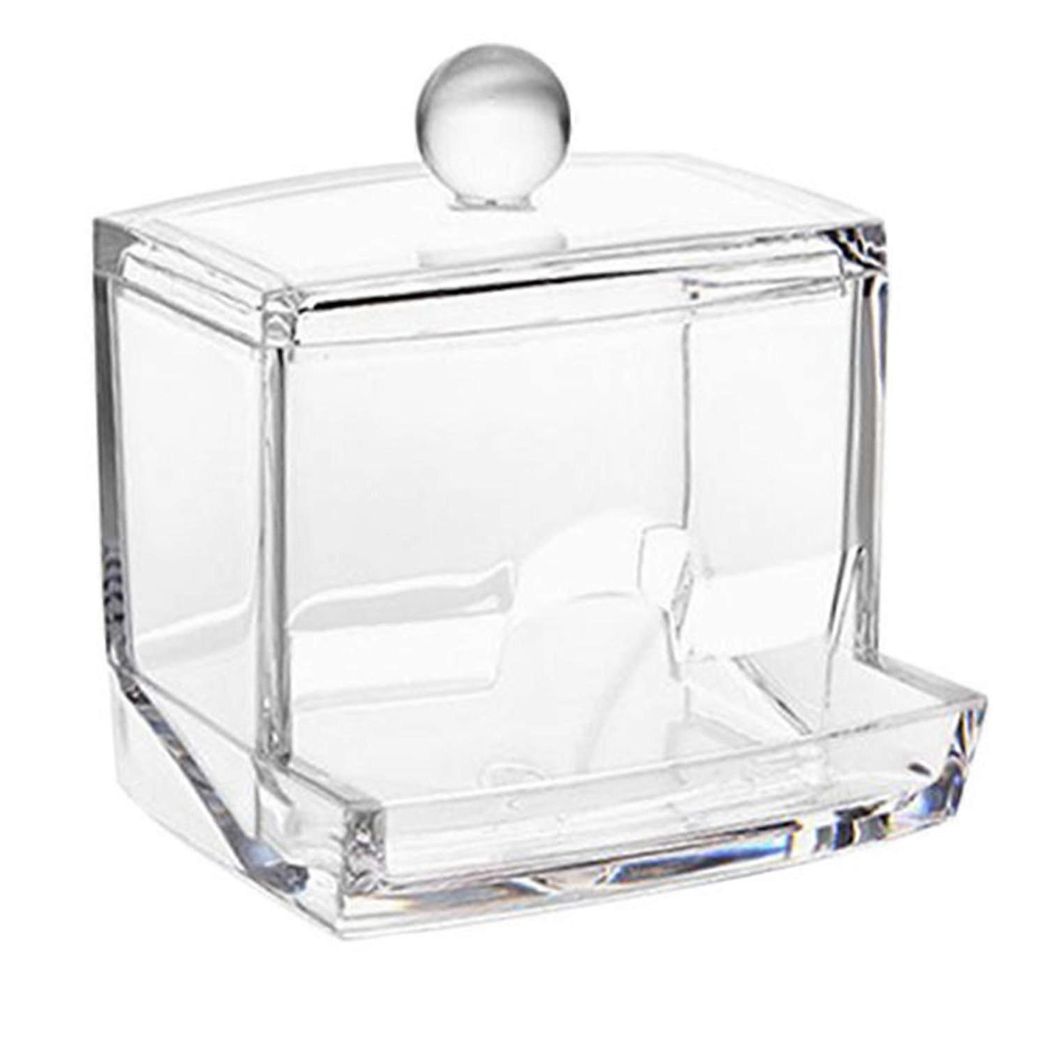 Cotton Swab Storage Box Transparent with Lid Dustproof Square Thickened Large Capacity Lightweight