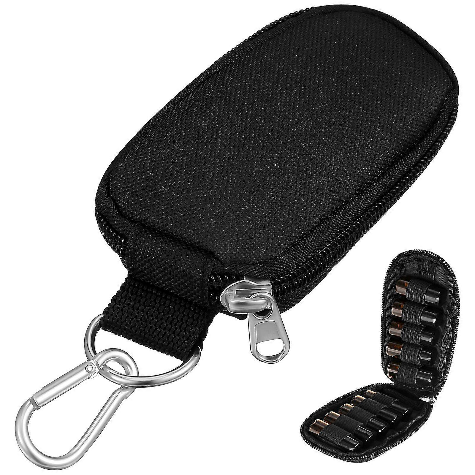 Portable Handle Bag for Essential Oil Bottles – Elegant Storage Case with Sturdy Zippers for Travel & Home Use – Black