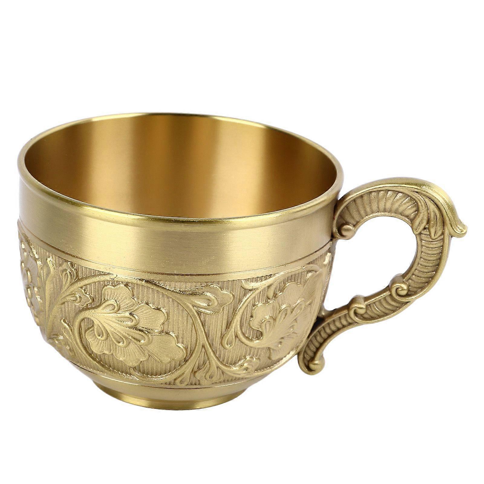 2025 Latest Model  Brass Tea Cup Exquisite Embossed Patterns Retro European