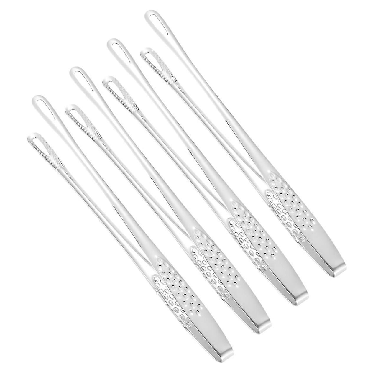 Grill Tongs Set of 4 Stainless Steel Non-Slip Kitchen BBQ Tongs for Parties and Everyday Use in Silver Color