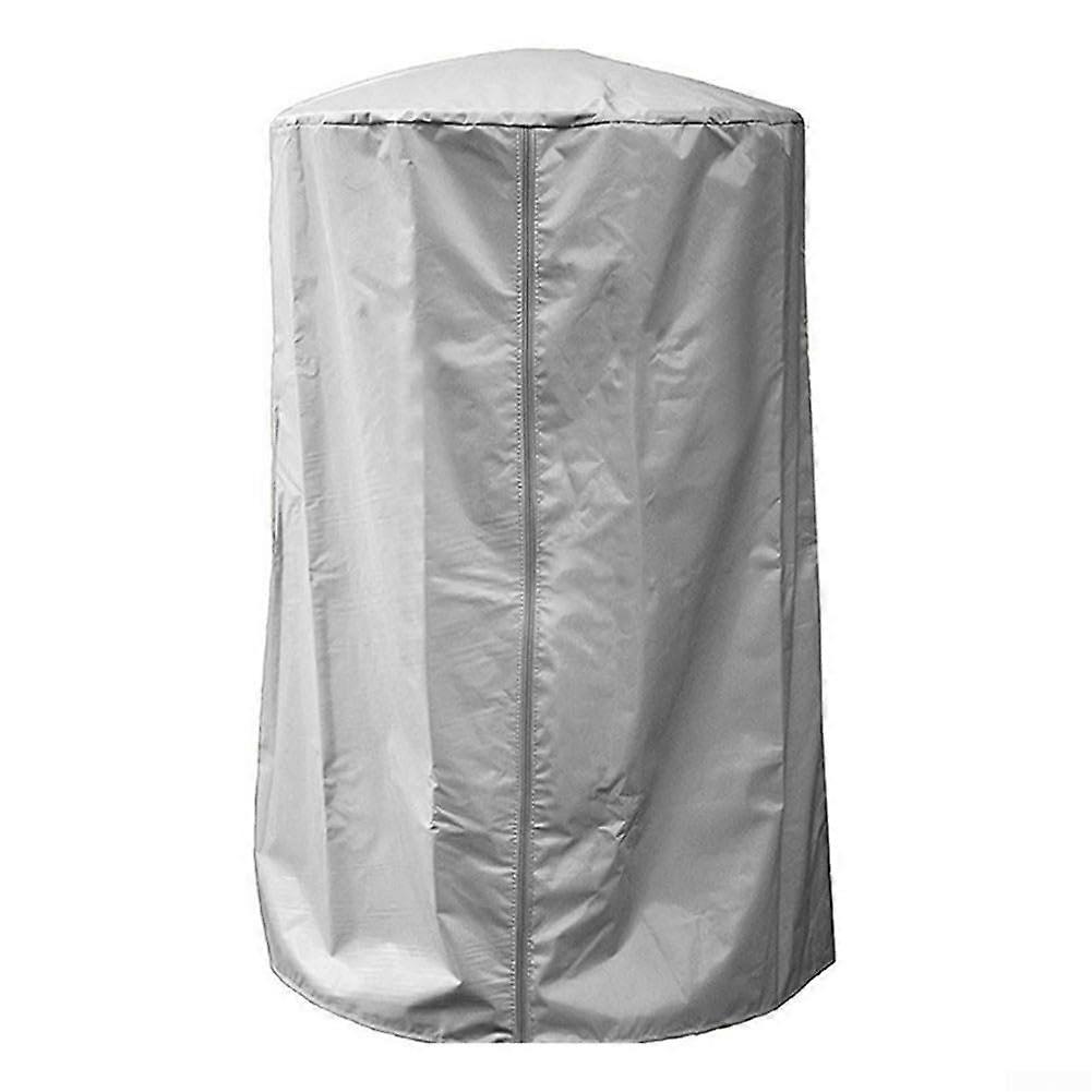 Heating solution for outdoor areas, robust gas pyramid heater cover with adjustable, windproof properties, gray
