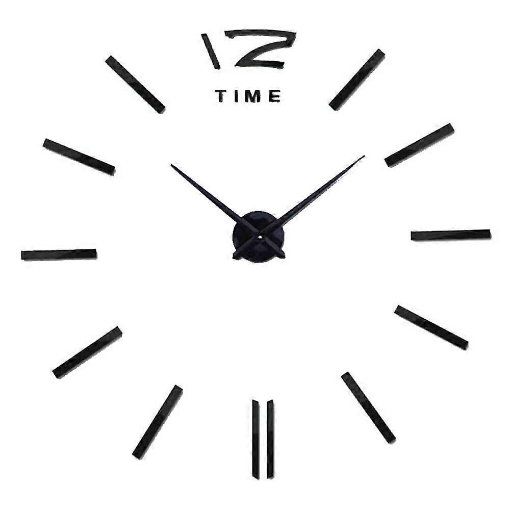 Creative Wall Clock Modern Black Metal Quiet Sweep Home Decor 1Set