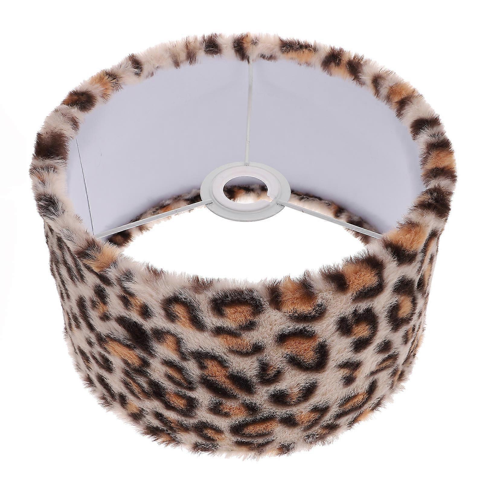 Lamp Shade Cover Table Fabric Lamp Cover E27 Socket Drum Shape Leopard Polyester Iron Hotel Decoration 1Set