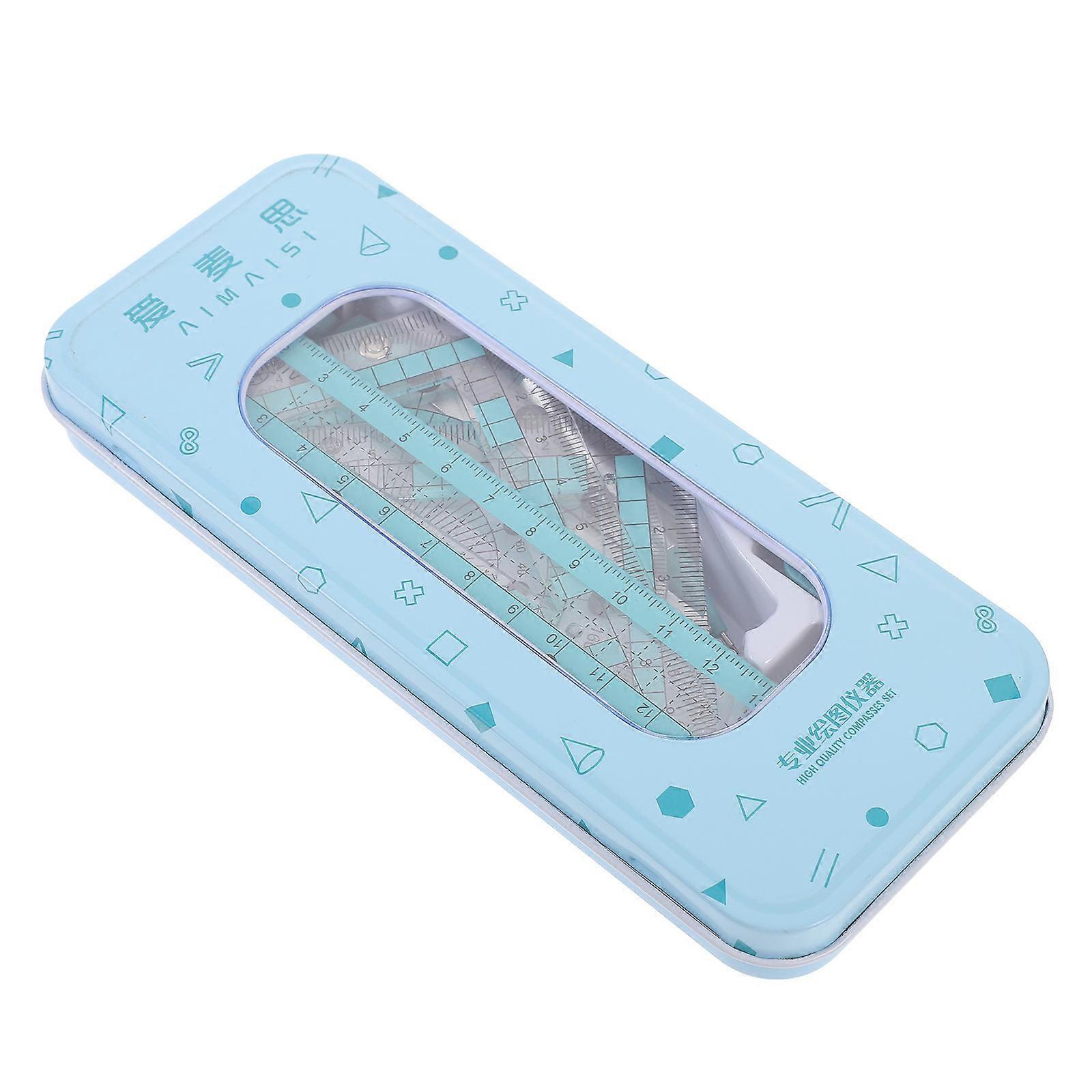 High School Geometry Kit Multi-Functional Ruler Kit Compass and Protractor Kids Drawing Stationery Engineers Plastic Measuring 1 Set