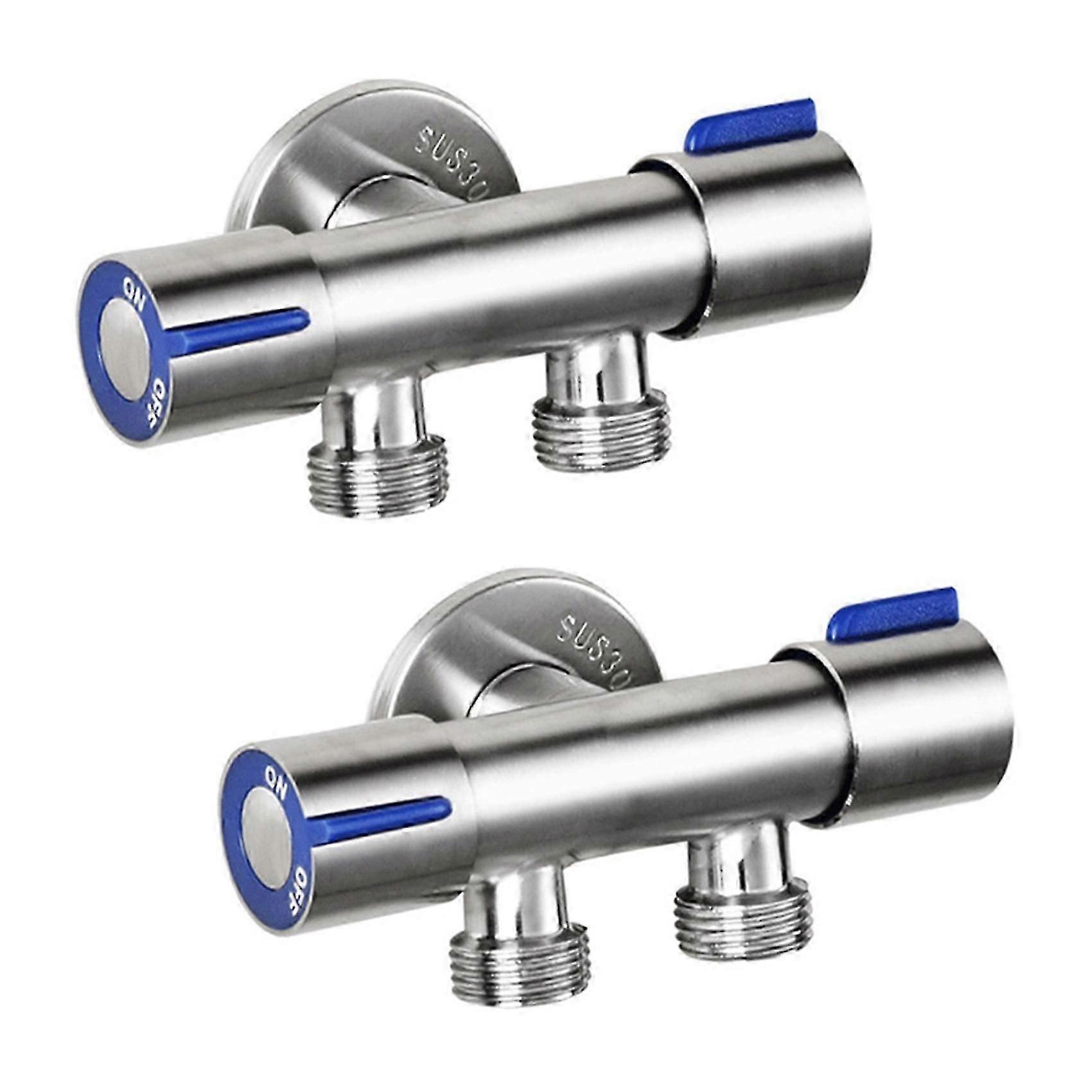 2x G1 / 2 x 1/2 304 en acier inoxydable un en deux Vanne d’angle à trois voies, double poignée double commande