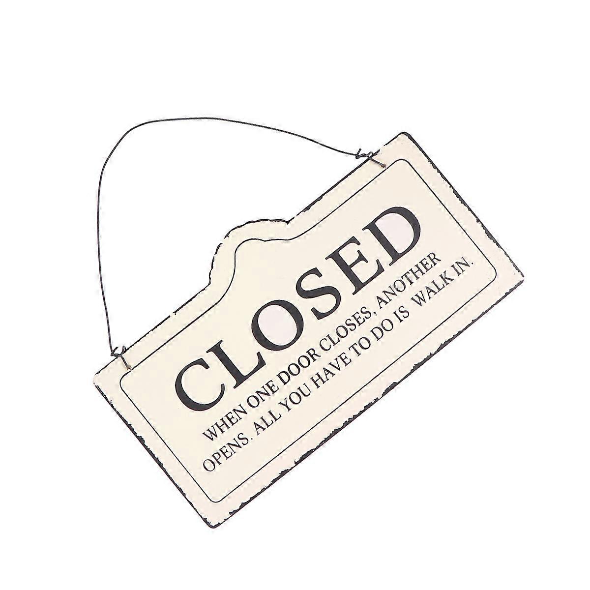 Open Closed Sign Board Creative Wooden Doorplate for Wall Decoration in Beige Color for Cafe 20x11cm