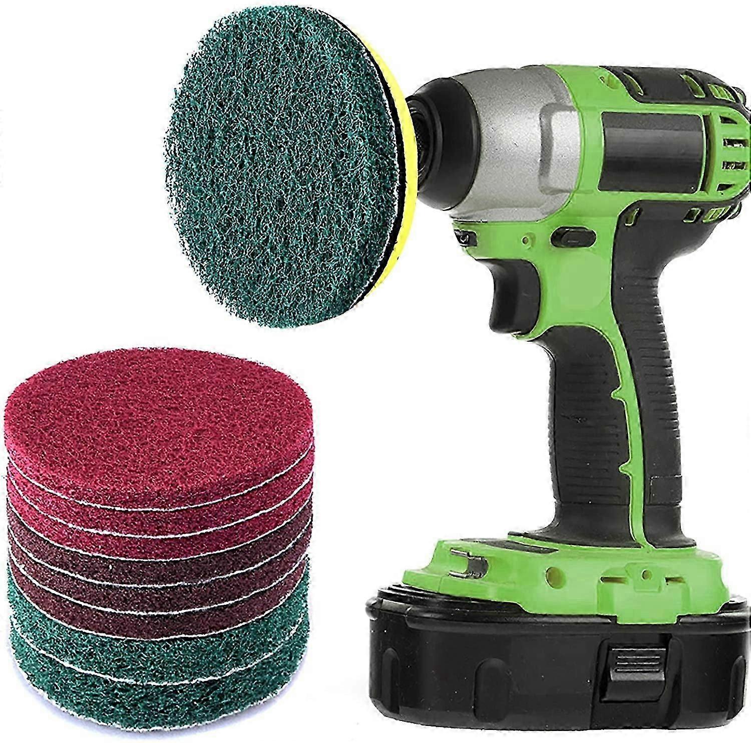 Power Brush Drill Tile Scouring Pads - Cleaning Kit with Replacement Pads (9 Pcs)