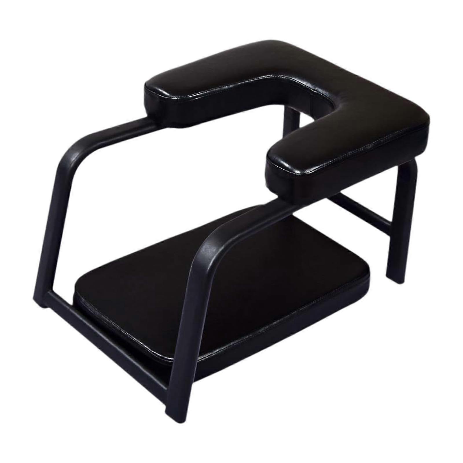 Head Stand Stool with PU Pads - Portable Black Chair for Balance Training and Fitness Exercise, Adjustable Height