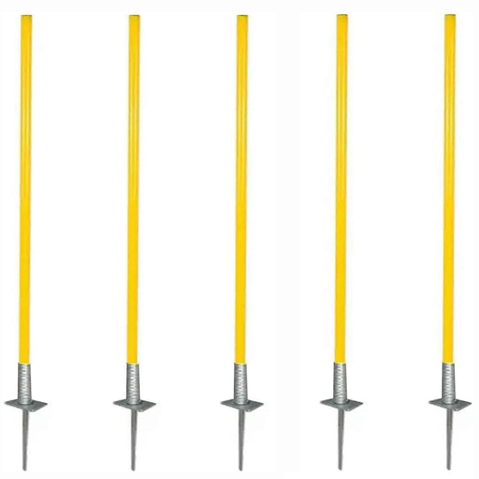 Slalom Bars Agility Equipment Set of 5 Training Bars with Metal Spikes 1.5m Yellow