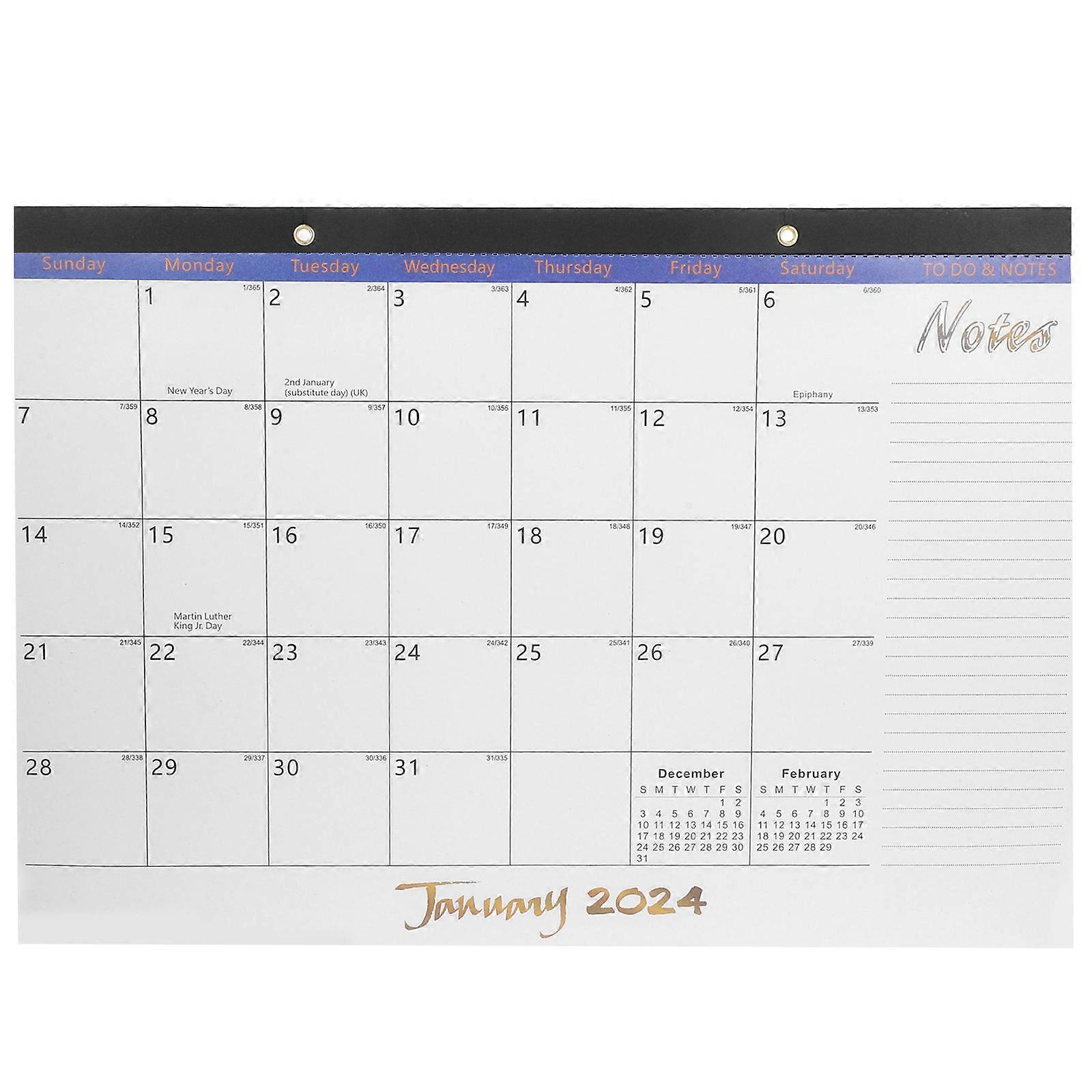 Coil English Calendar Simple Desk Calendar Office Supply Assorted Checking 1Pcs