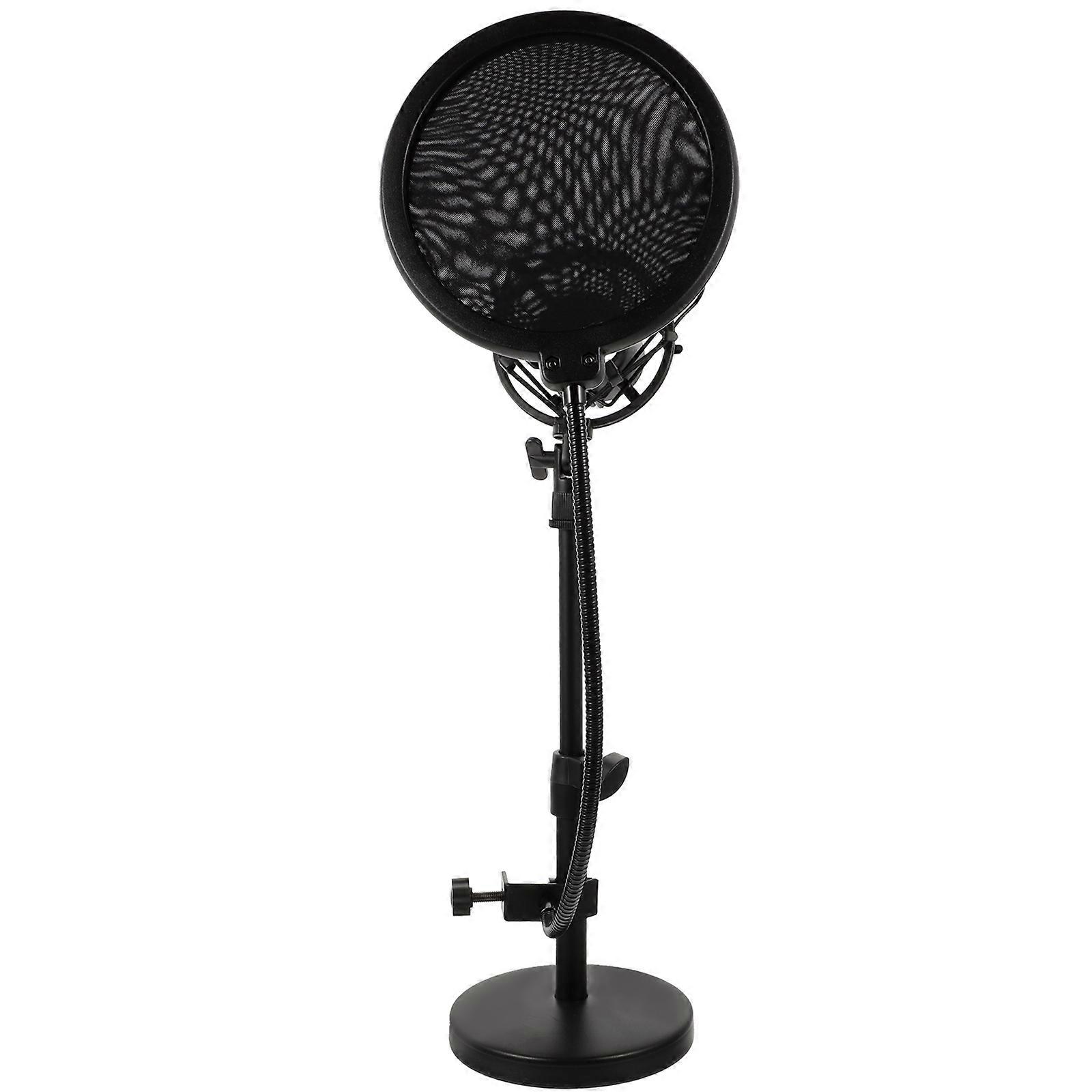 Adjustable Microphone Stand Professional Design for Radio Broadcasting Black 12.5x12.5x33cm Shockproof 1 Set