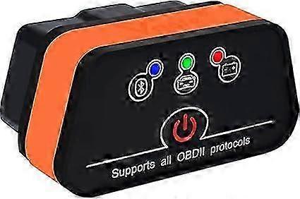 vLinker iCar2 BLE 4.0 OBD2 Bluetooth Adapter Auto Scanner Auto Diagnostic Tool Engine System Diagnostic Tool für Android/IOS (Schwarz/Orange)