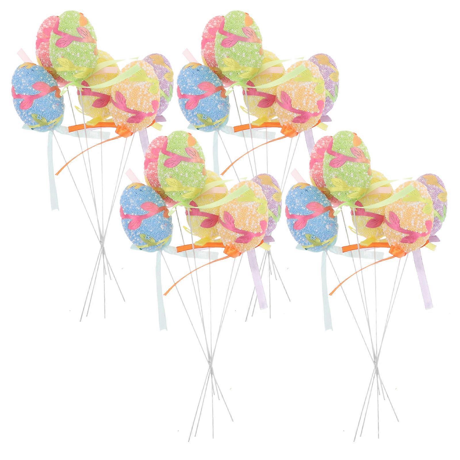 Artificial Egg Easter Tree Decorations High Realism Foam Eggs Assorted Color 23.00X4.00X4.00cm Hand-Painted Crafts 24Pcs
