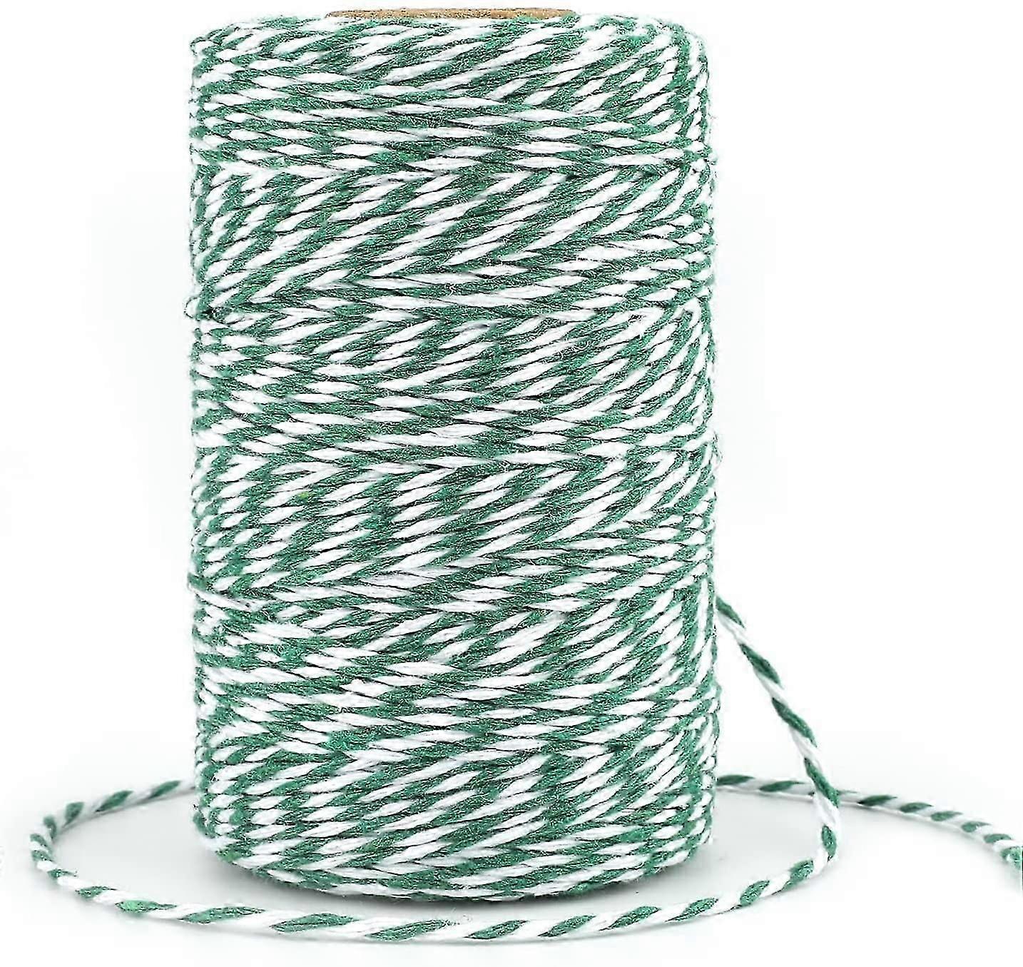 100M green and White String Christmas Rope Red Christmas String Red Durable Cotton String for Baking,Christmas Gift Wrapping