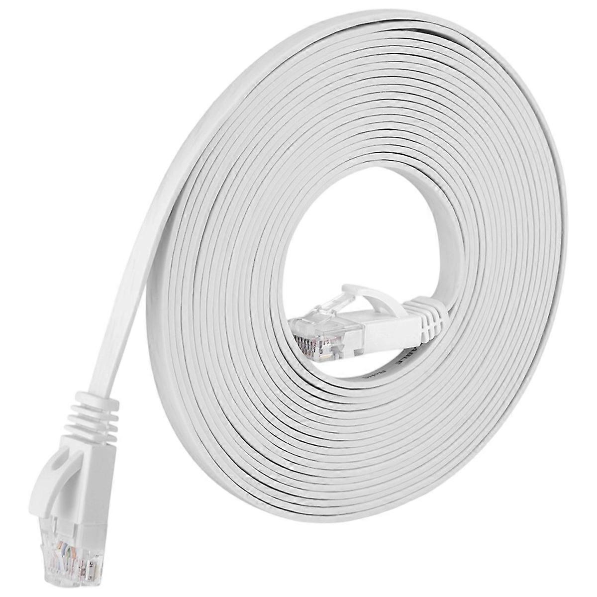 RJ45 CAT6 Ethernet Network Flat LAN Cable UTP Patch Router Cables 1000M White 0.5meter