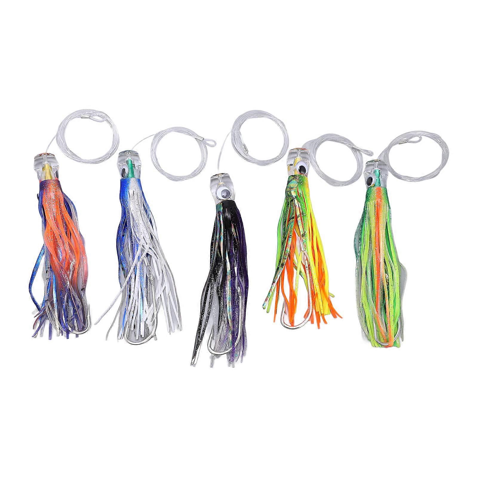 6 Pcs Angeltintenröcke Lures, Squid Skirts Trolling Lures, 6 Color Mixes