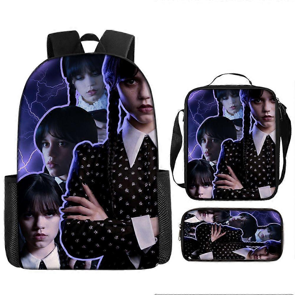 17-inch student backpack set 3D digital printing backpack three-piece set