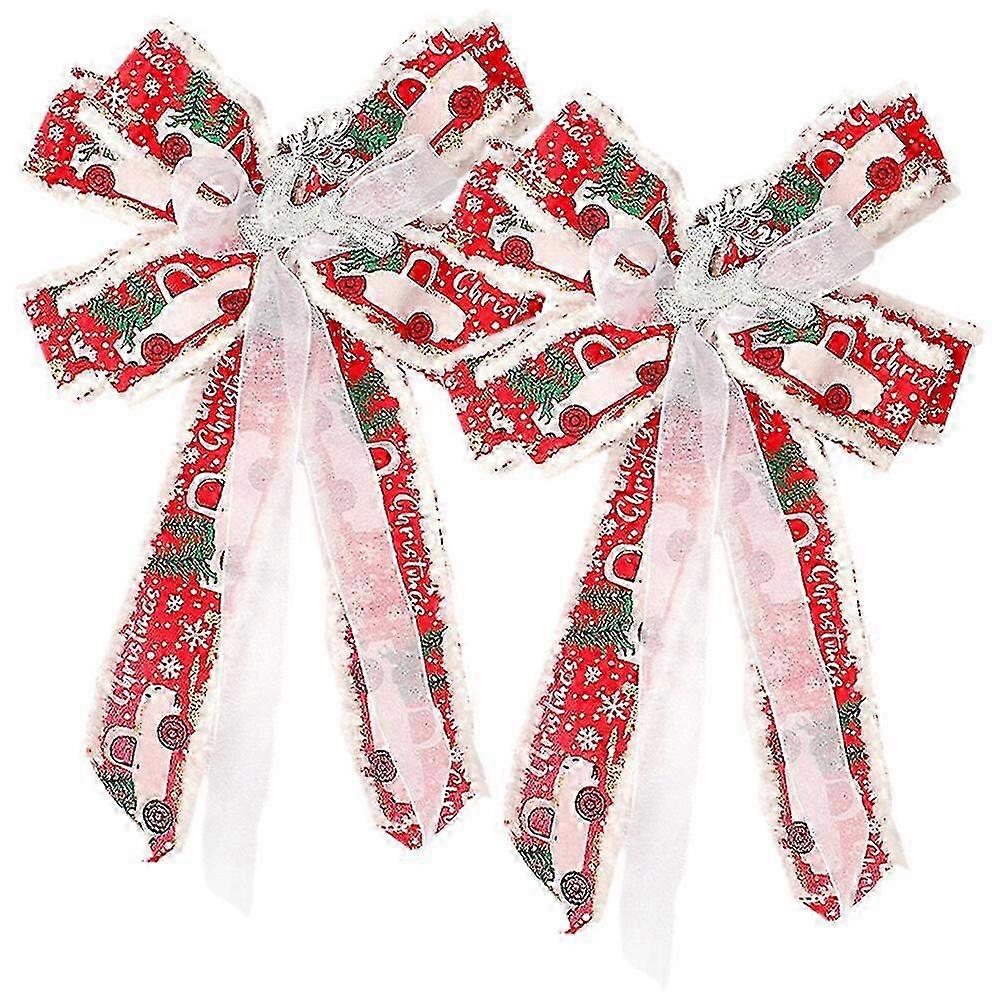 2 pcs Large Christmas Bows Tree Topper Bow DIY Xmas Ribbon Bows for Decoration