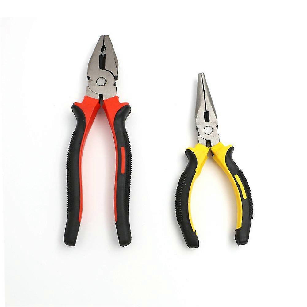Long Nose Pliers 6" and 5" Locking Vise Grip Set with Wire Cutter for Electrical Work